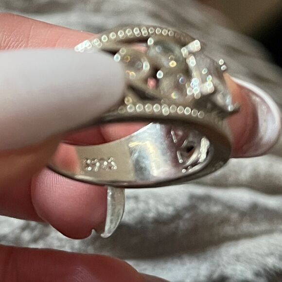 The Art Deco wide band ring in 925 silver and cubic zirconia sz 9 - Picture 7 of 9
